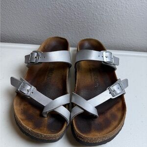 Birkenstock Mayari Sandals Size 6.5 Silver Shoes Womens